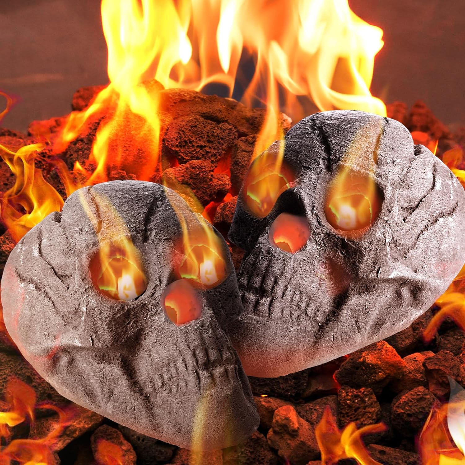 Colingmill 2 Pack Fire Pit Skulls for Halloween Decor