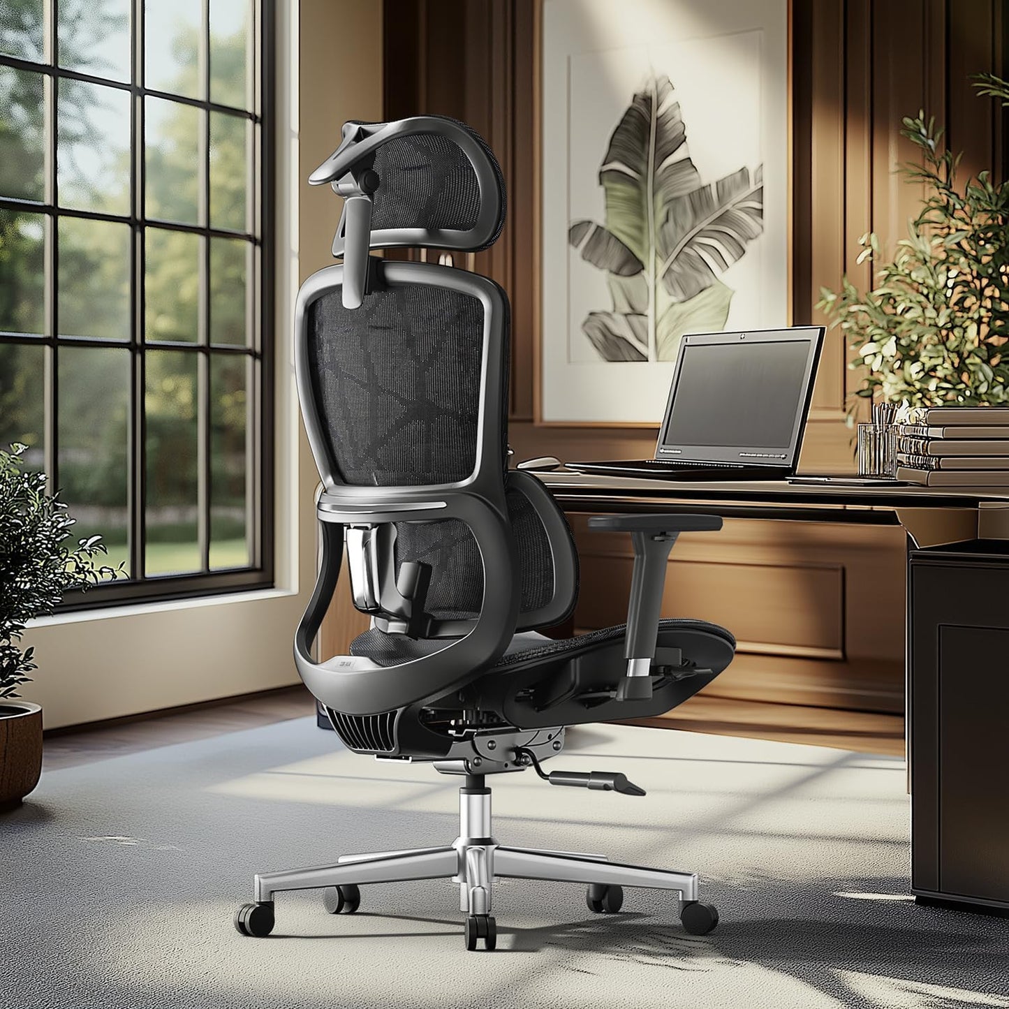 Hbada Big & Tall Mesh Office Chair, 6-Way Lumbar Support