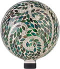 Glass Mosaic Gazing Globe 10 in Scroll Leaf Pattern - Colorful Yard