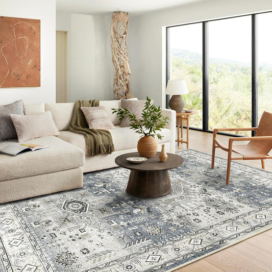 YOUFORTONG 8x10 Washable Non-Slip Area Rug for Living Room