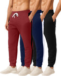 Men's Jogger Sweatpants 3 Pack - True Fit Cotton Fleece Pants Real