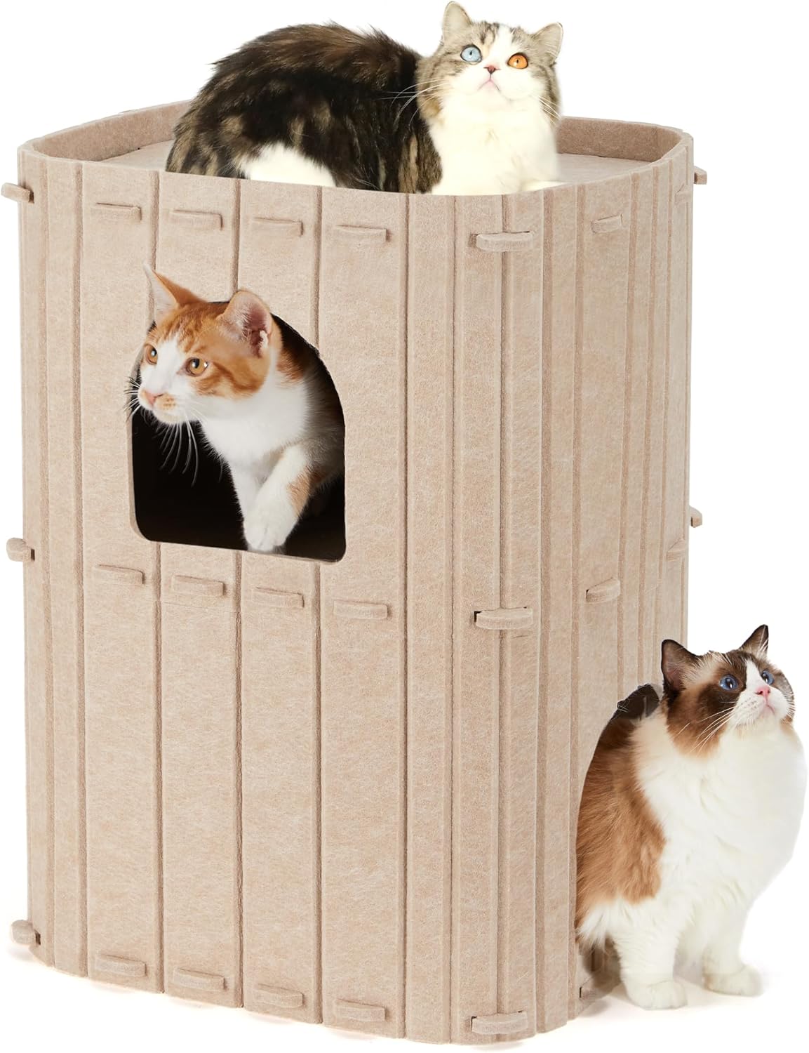 Cozy 2-Storey Cat House for Indoor Cats - FUKUMARU Cat Bed