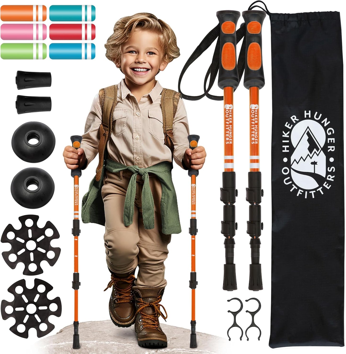 Kids Hiking Poles - Lightweight Collapsible Walking Stick for Kids