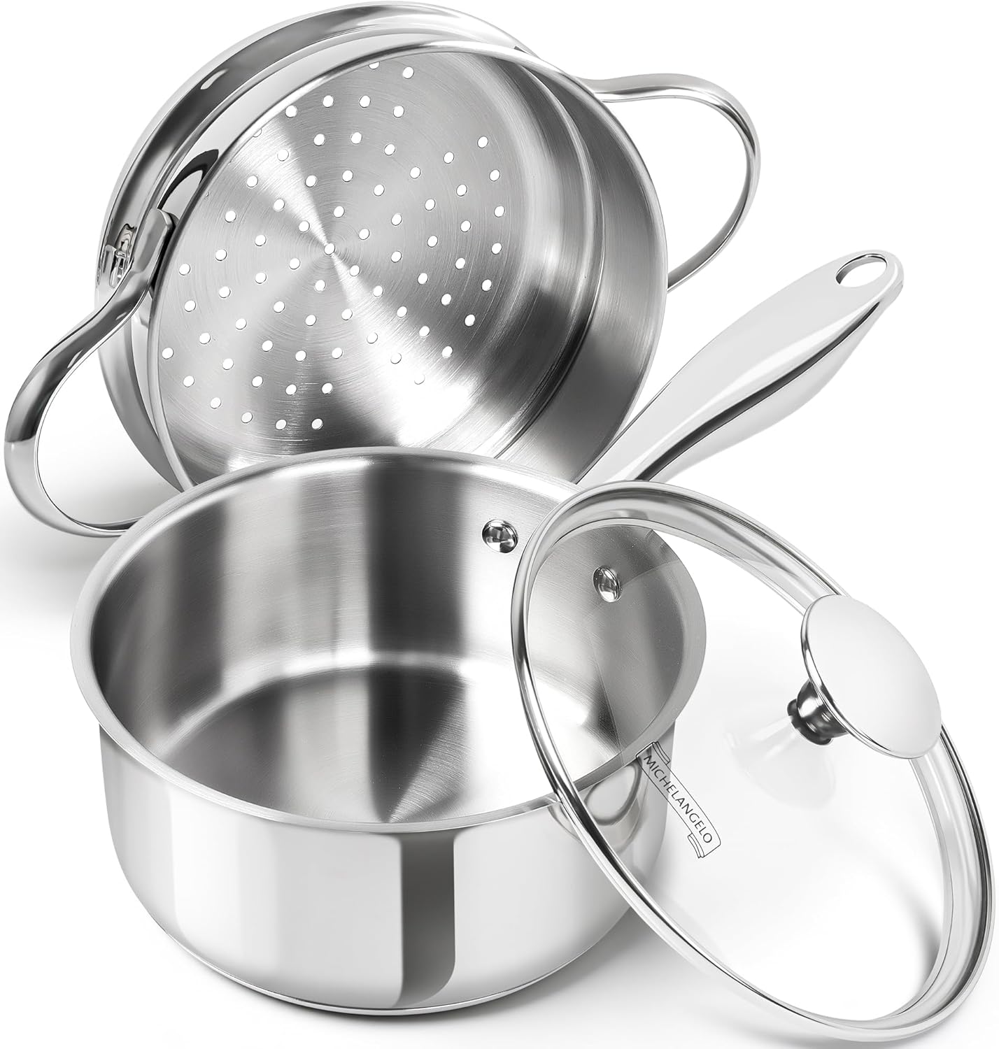 MICHELANGELO 1.5 Quart Stainless Steel Sauce Pan with Lid