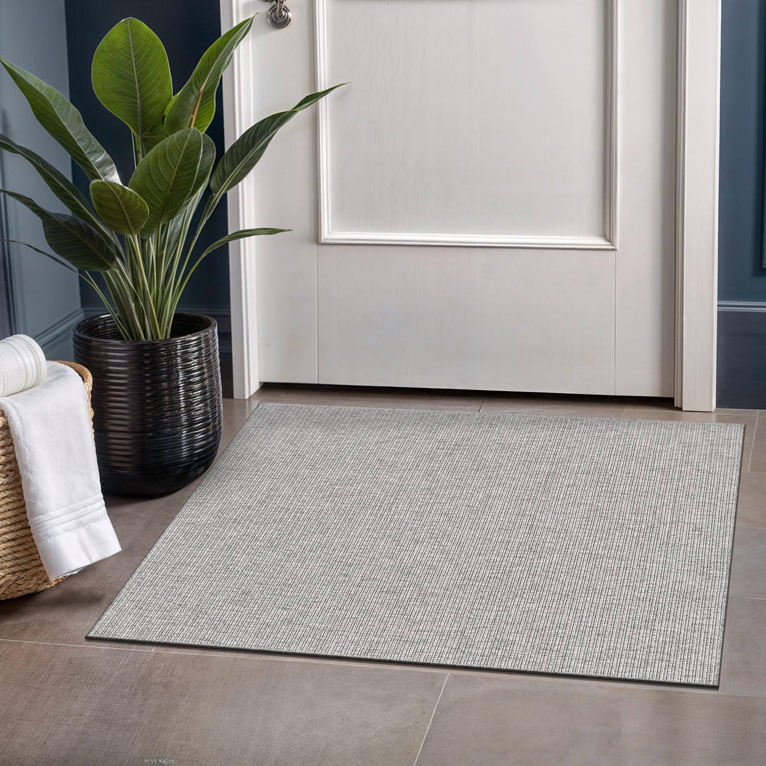 Beverly Rug Easy Jute Gray Entry Rug 2x3 for Indoor Outdoor Use
