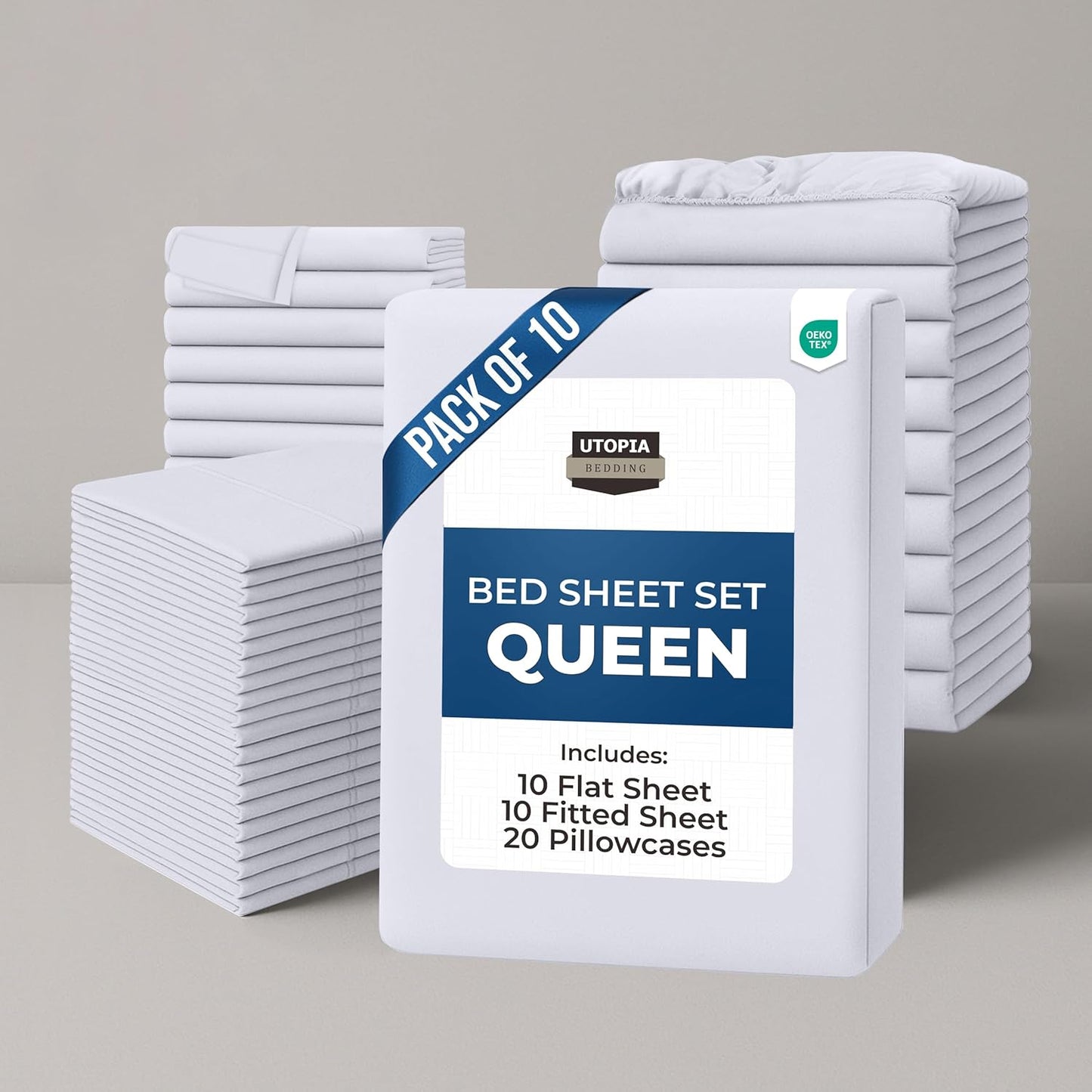 Utopia Bedding Queen Bed Sheets Set - Soft & Cozy 10 Pack