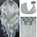 Ukira Silver Hair Extensions 22 in 7pc Clip-In Set - Natural Gray