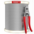 1000FT Stainless Steel Cable with Cutter 1/8 in - Durable T316 Wire