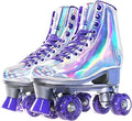 JajaHoho Roller Skates for Women Holographic High Top Quad Skates keep