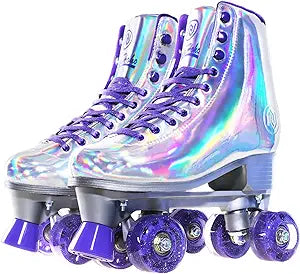 JajaHoho Roller Skates for Women - Holographic High Top Quad Skates
