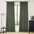 Olive Green Blackout Linen Curtains for Bedroom and Living Room