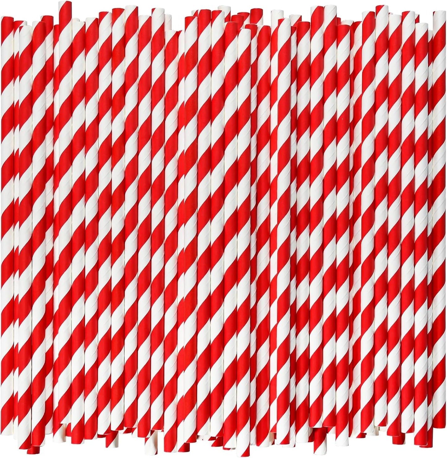 Disposable Paper Drinking Straws - Red Striped, 7.75 in, 1000 Count