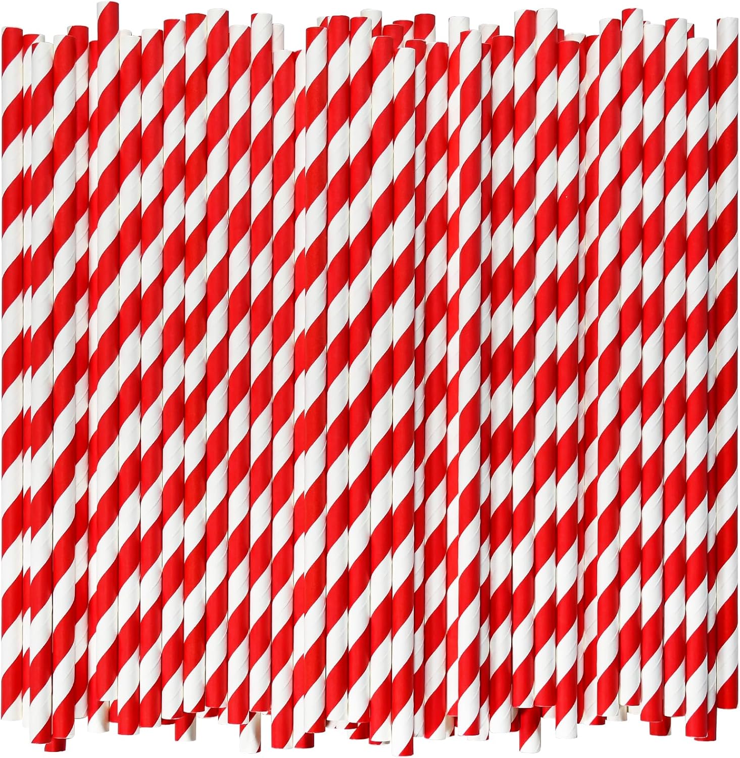 Disposable Paper Drinking Straws - Red Striped, 7.75 in, 1000 Count