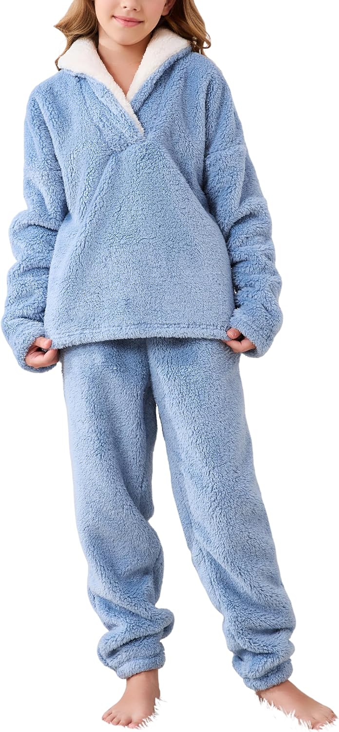 Faleave Girl's Fluffy Pants Sets for Winter Warmth and Comfort