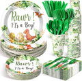 Dinosaur Baby Shower Plates Set - 350 Pcs Party Tableware for 50