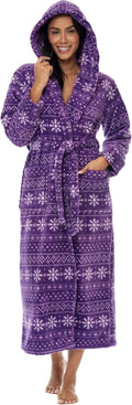 Comfortable Long Hooded Bathrobe for Women in Plush Fabric