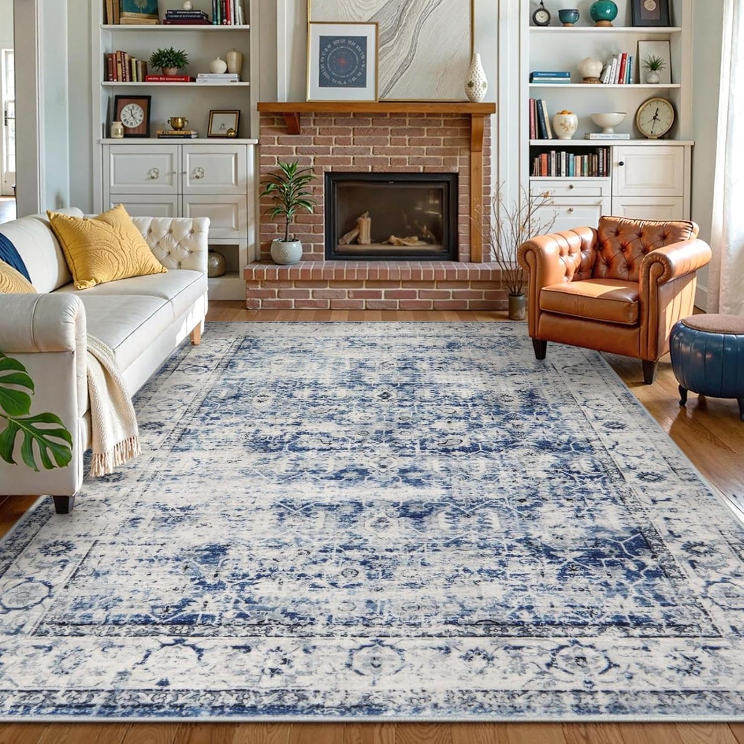 Lahome Vintage 8x10 Rugs for Living Room, Soft Washable Carpet
