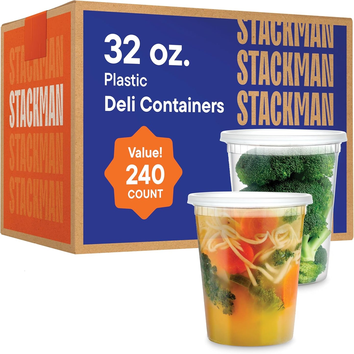 240 Sets of 32 oz Clear Plastic Deli Food Storage Containers
