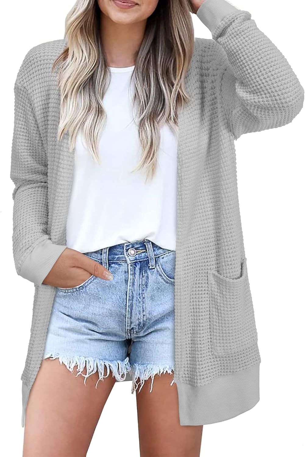 STYLEWORD Women's Lightweight Open Front Cardigan Sweater with Pockets