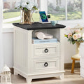 18in Farmhouse Night Stand with Charging Station - Stylish Storage