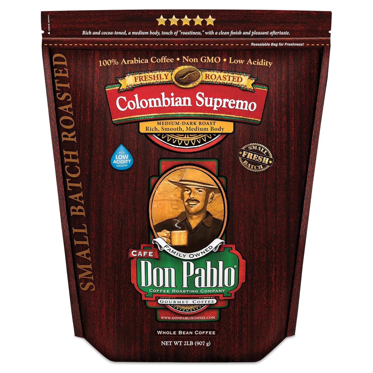 Don Pablo Colombian Supremo Whole Bean Coffee - Low Acidity