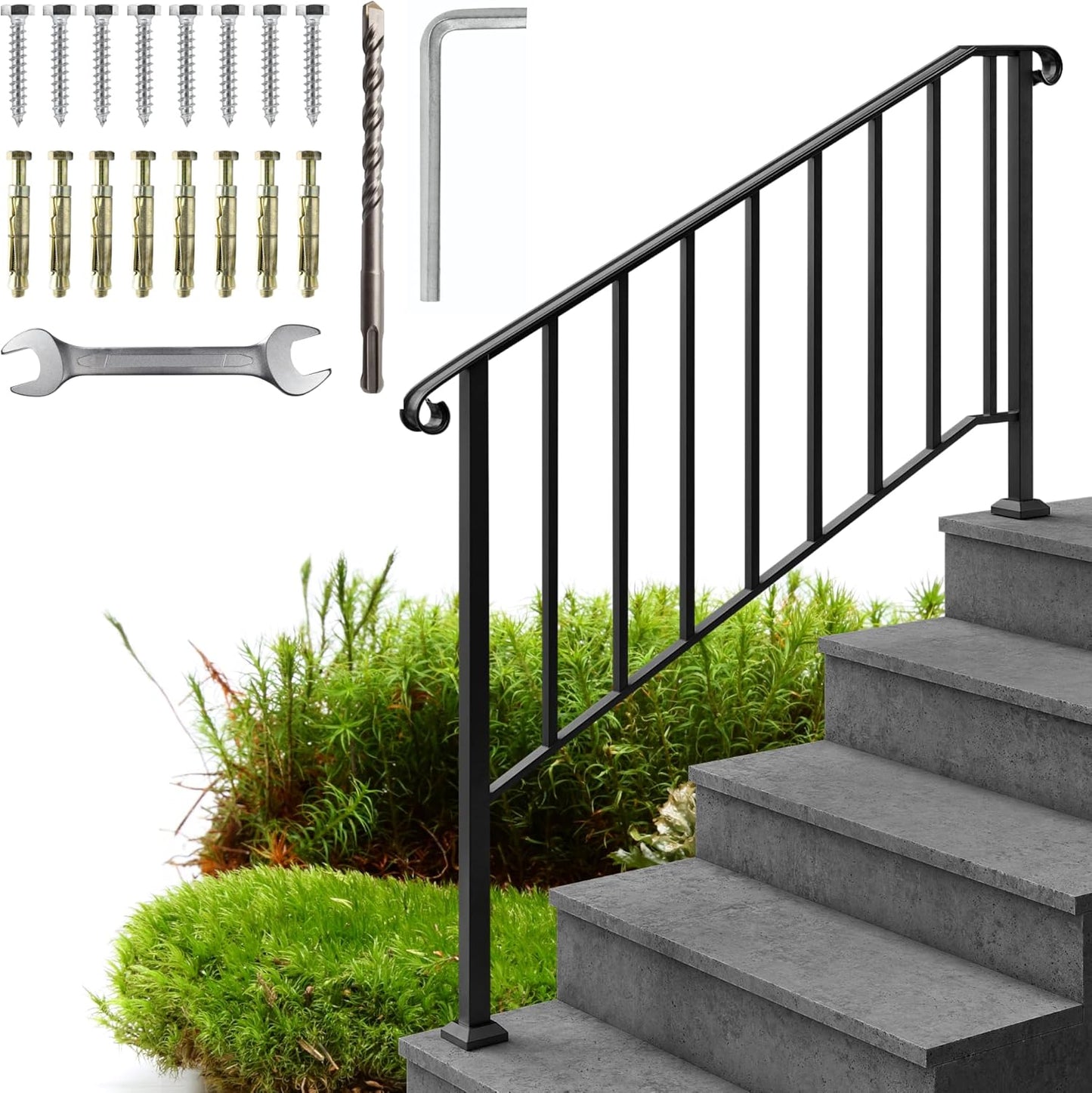 Metty Metal Hand Rails for Outdoor Steps - Durable Stair Railing