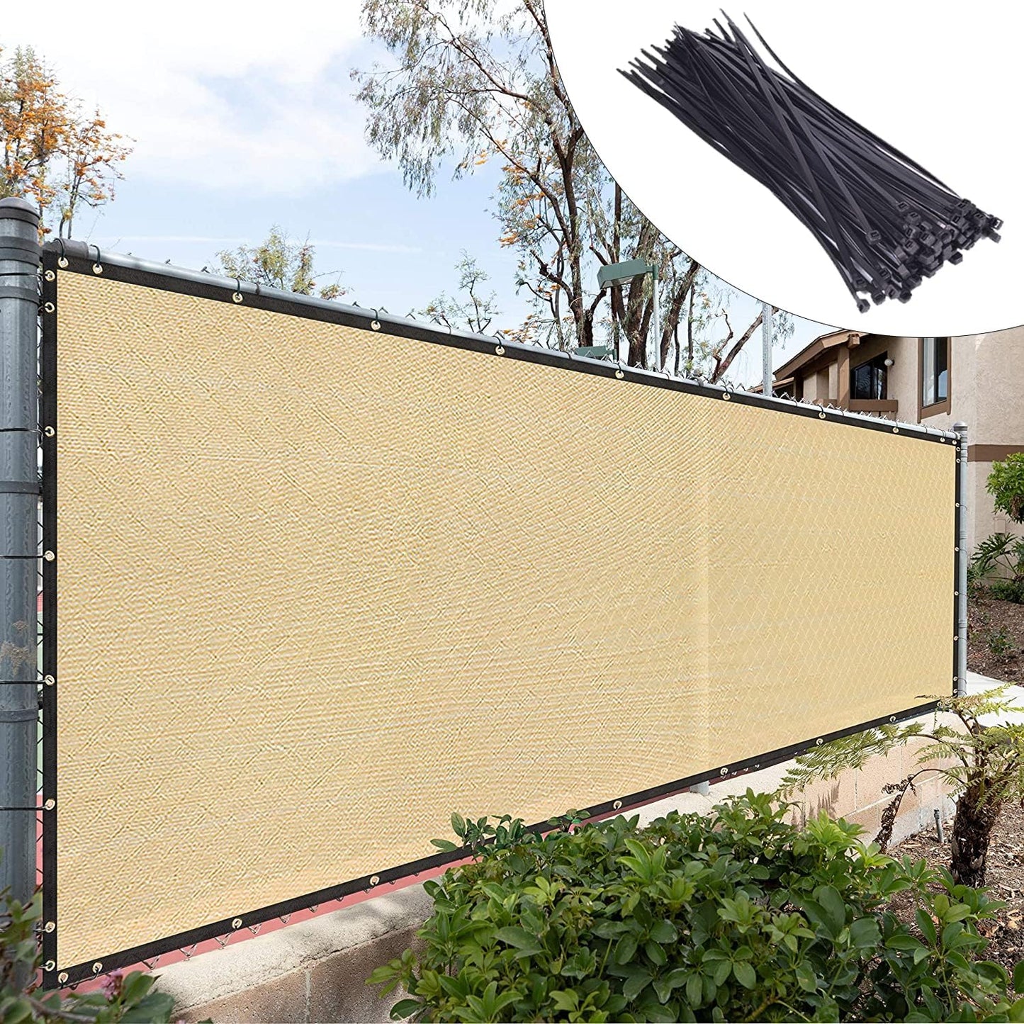 Royal Shade Beige Fence Privacy Screen 4'x10' - Custom Sizes Available!