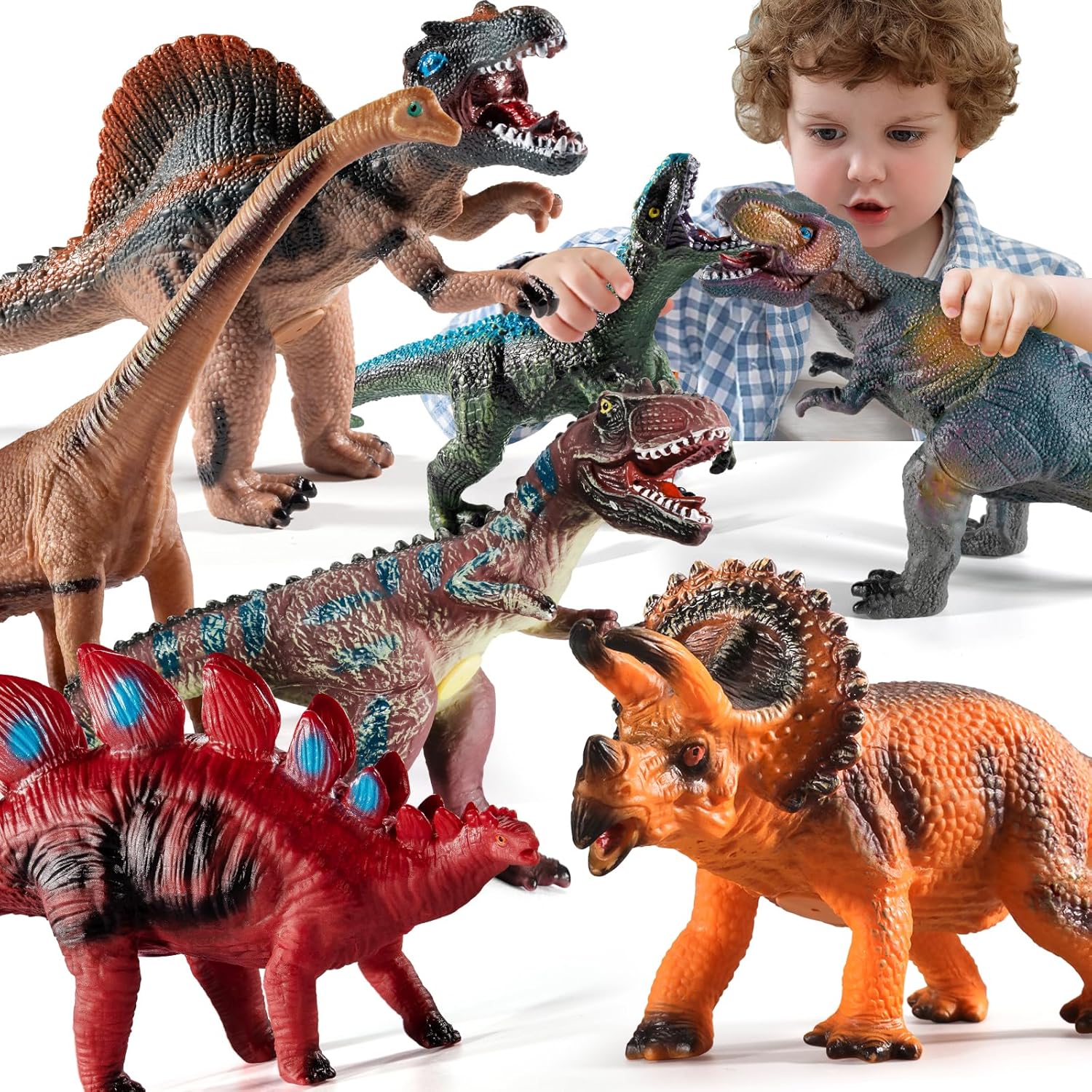 Big Dinosaur Toys for Kids 3-5 - 7 Piece Realistic Set