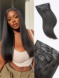LUVME Yaki Straight Seamless Clip in Hair Extensions 22in - Full 7-Pc