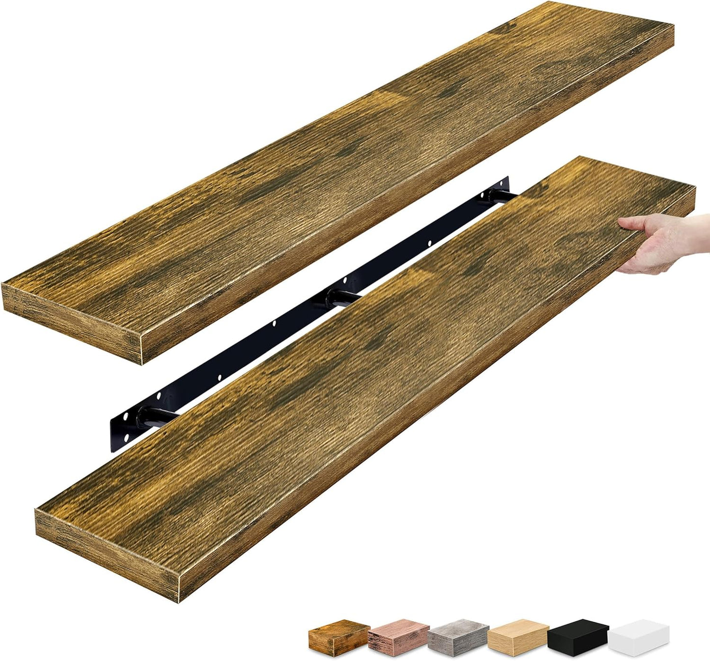 Sorbus Floating Shelves for Wall - 55 Inch Rustic Brown Decor