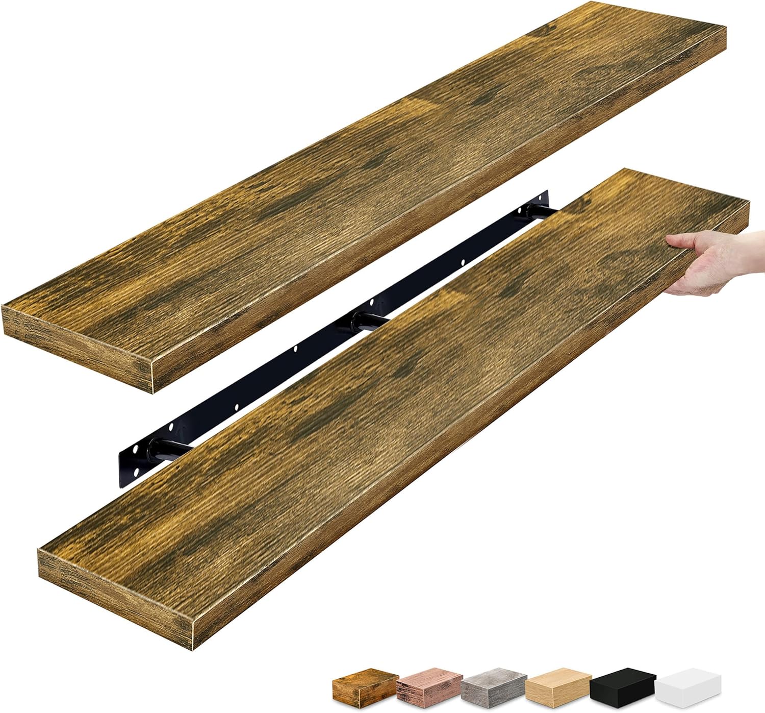 Sorbus Floating Shelves for Wall - 55 Inch Rustic Brown Decor