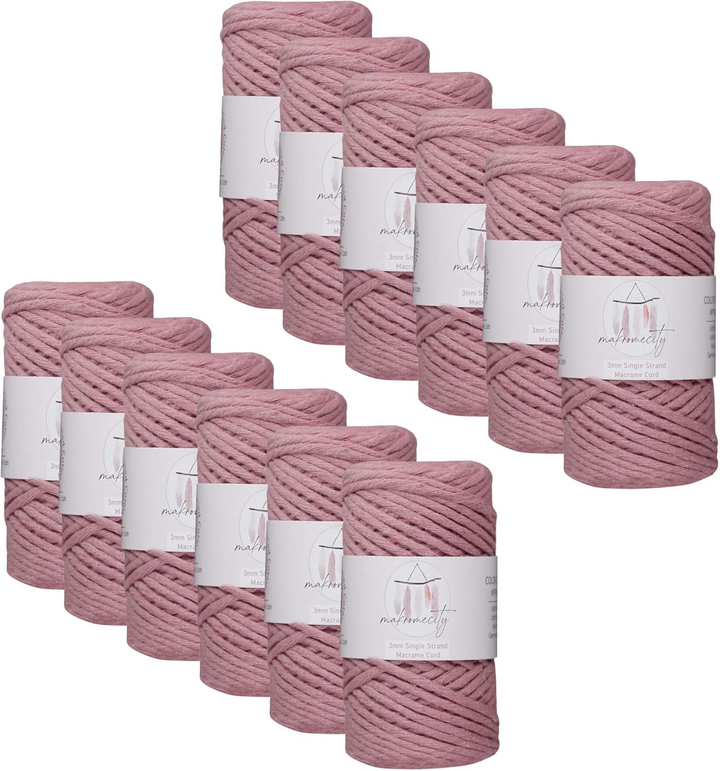 12 Skeins of 3mm Single Strand Macrame Cord for Crafts