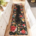 Hallway Rug 2 ft 6 in x 10 ft Washable Floral Runner - Low Pile
