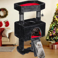 Gothic Cat Tree Tower with Coffin Bed - Spooky Red & Black