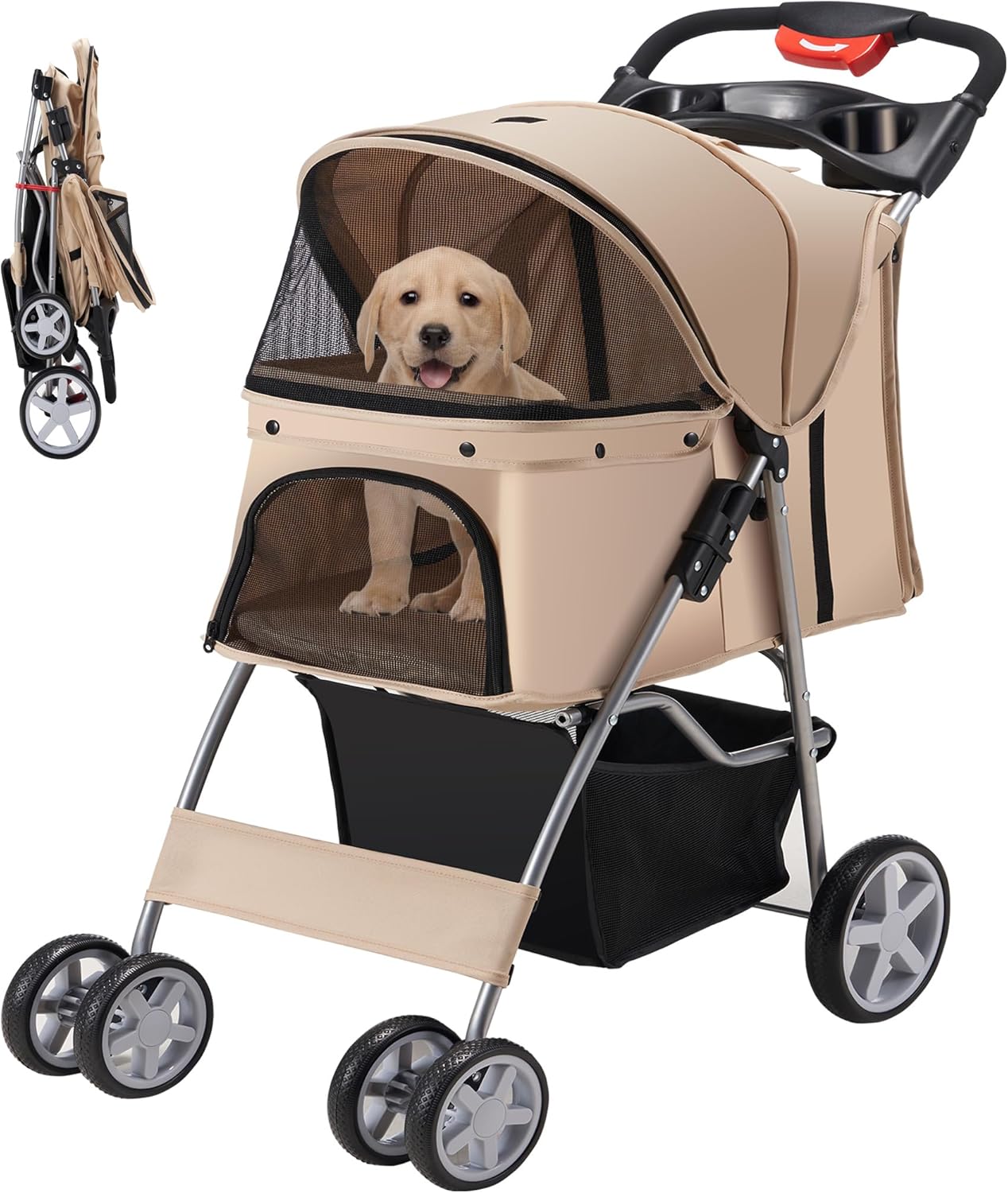 Pet Stroller for Small Dogs and Cats - Foldable and Portable