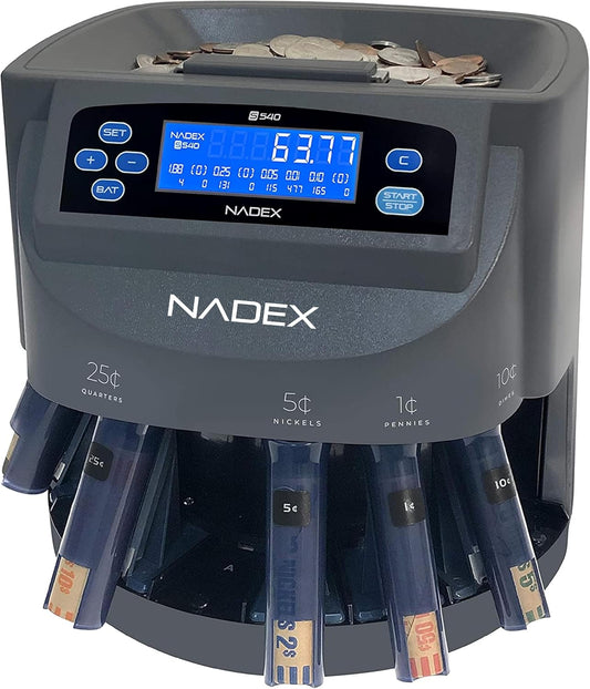 Nadex S540 Pro Coin Counter, Sorter, and Wrapper for Easy Use