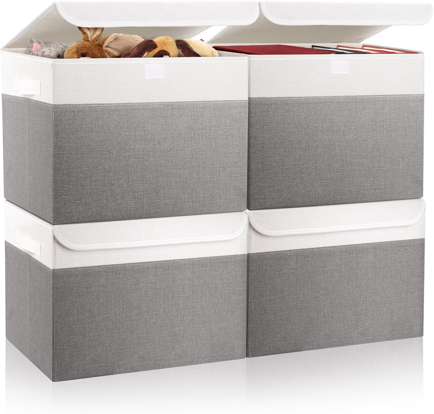 Large 22 Quart Foldable Storage Bin Cube Organizer with Lids