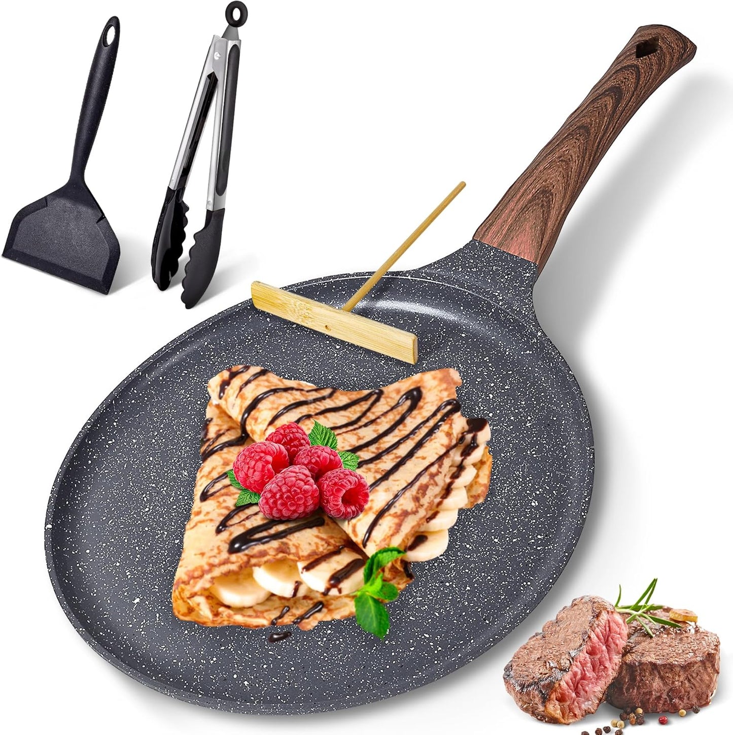 AOSION 11 Nonstick Crepe Pan - Versatile, Ceramic Coated