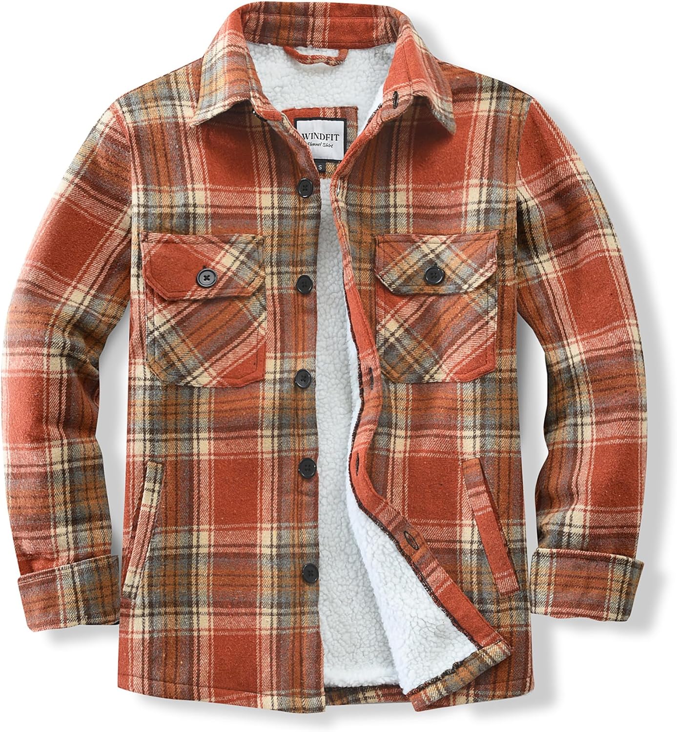 Men's Cotton Sherpa Lined Flannel Shirt Jacket for Outdoor Use