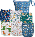 Cloth Diaper Covers 6pcs with Wet Dry Bag - Reusable, Adjustable