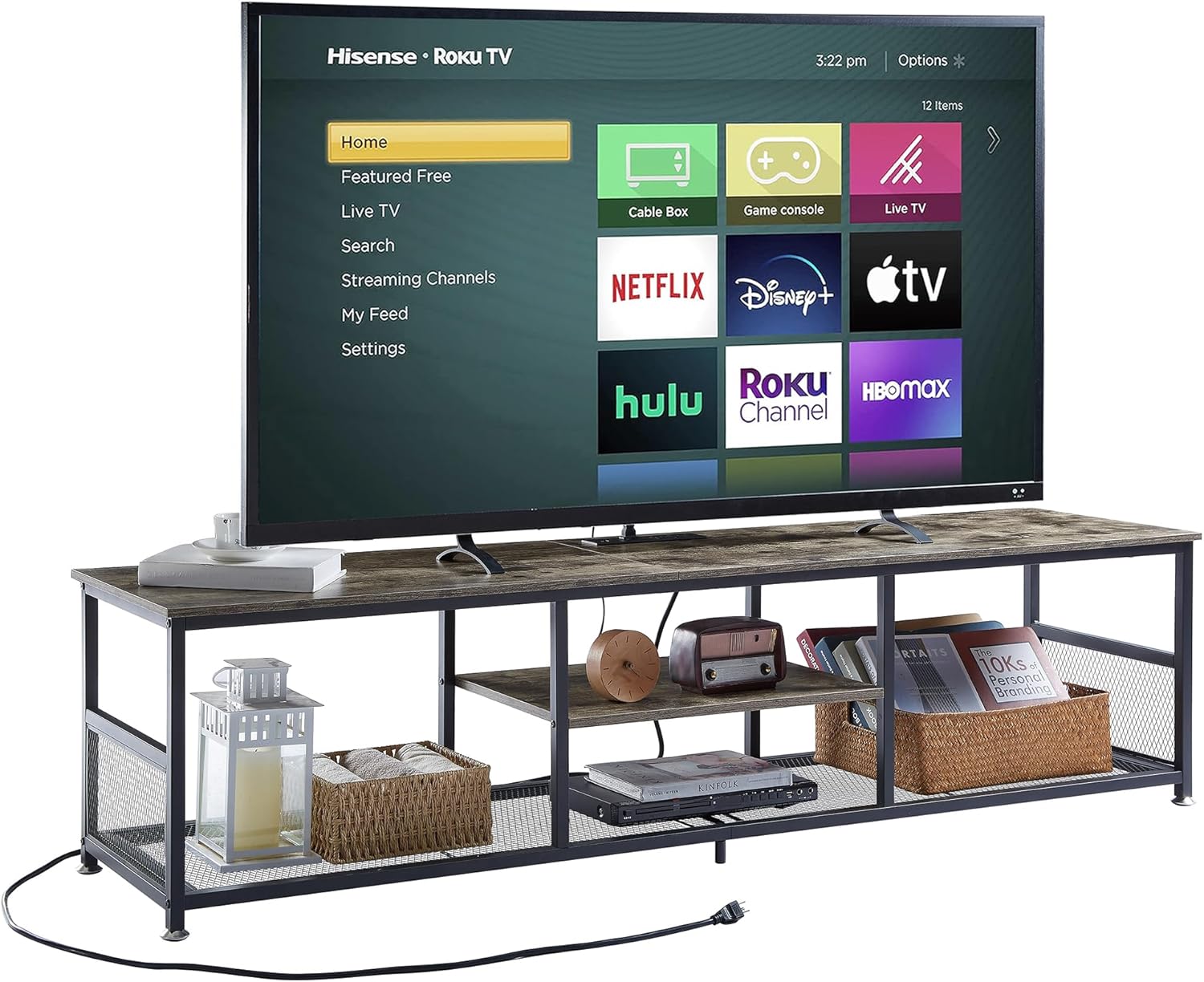 VECELO 80 TV Stand with Power Outlets - Organize & Charge Effortlessly!