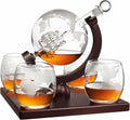 Whiskey Decanter Globe Set for Men with 4 Glasses - Elegant Bar