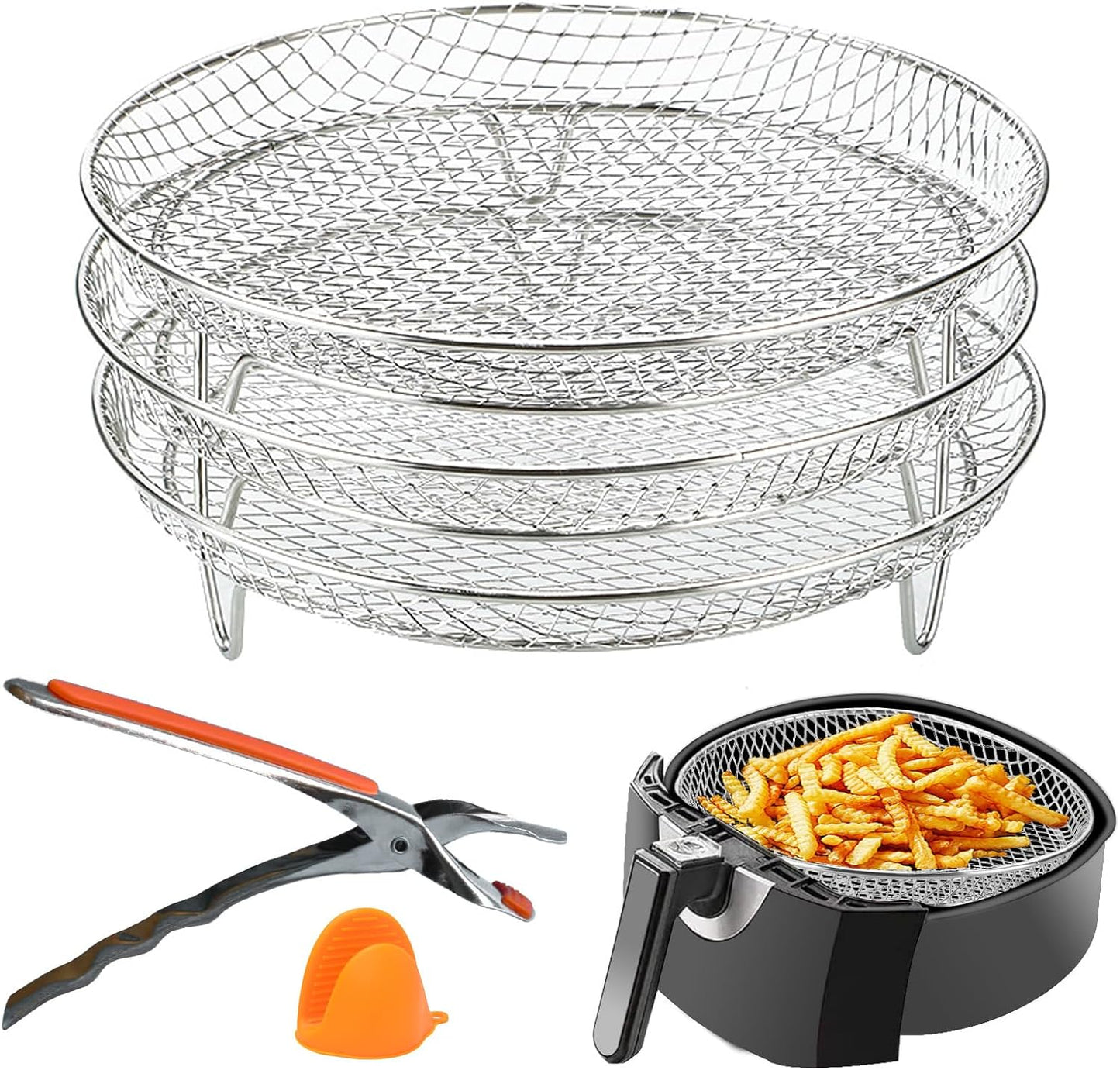 Stackable Stainless Steel Air Fryer Rack Set - Versatile & Durable!