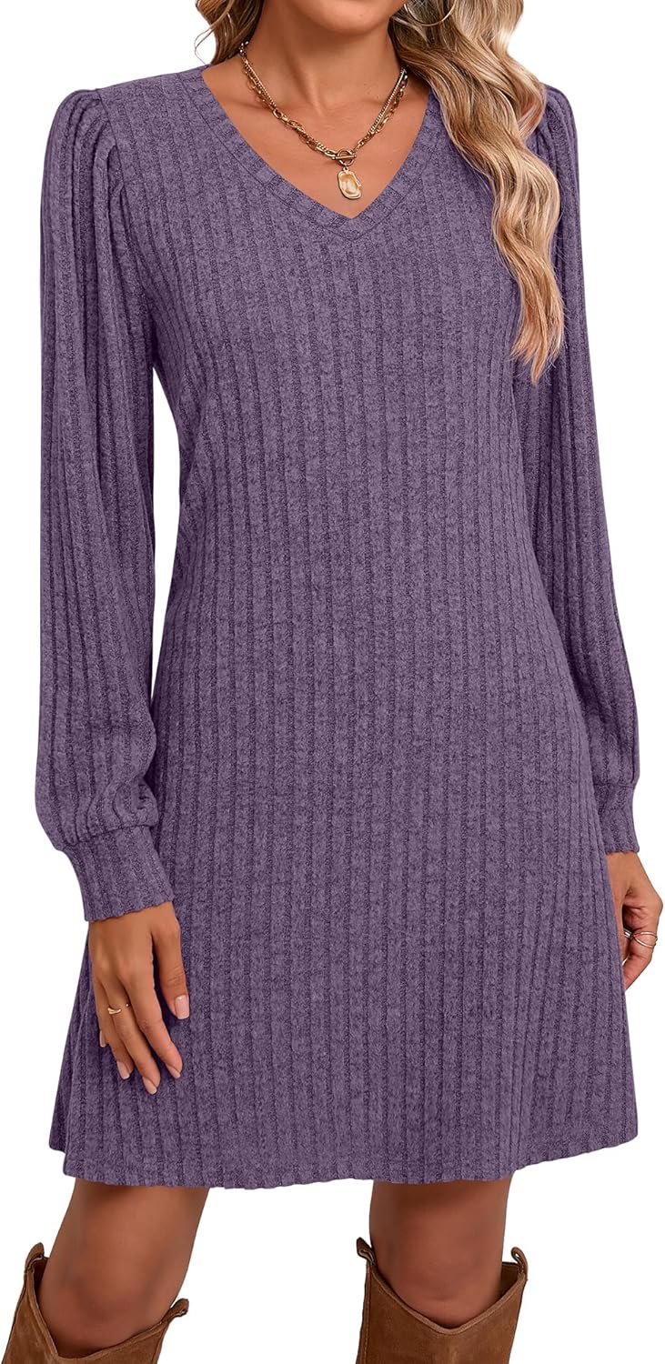Ficerd Women's Knit Long Sleeve Sweater Dress for Fall Style