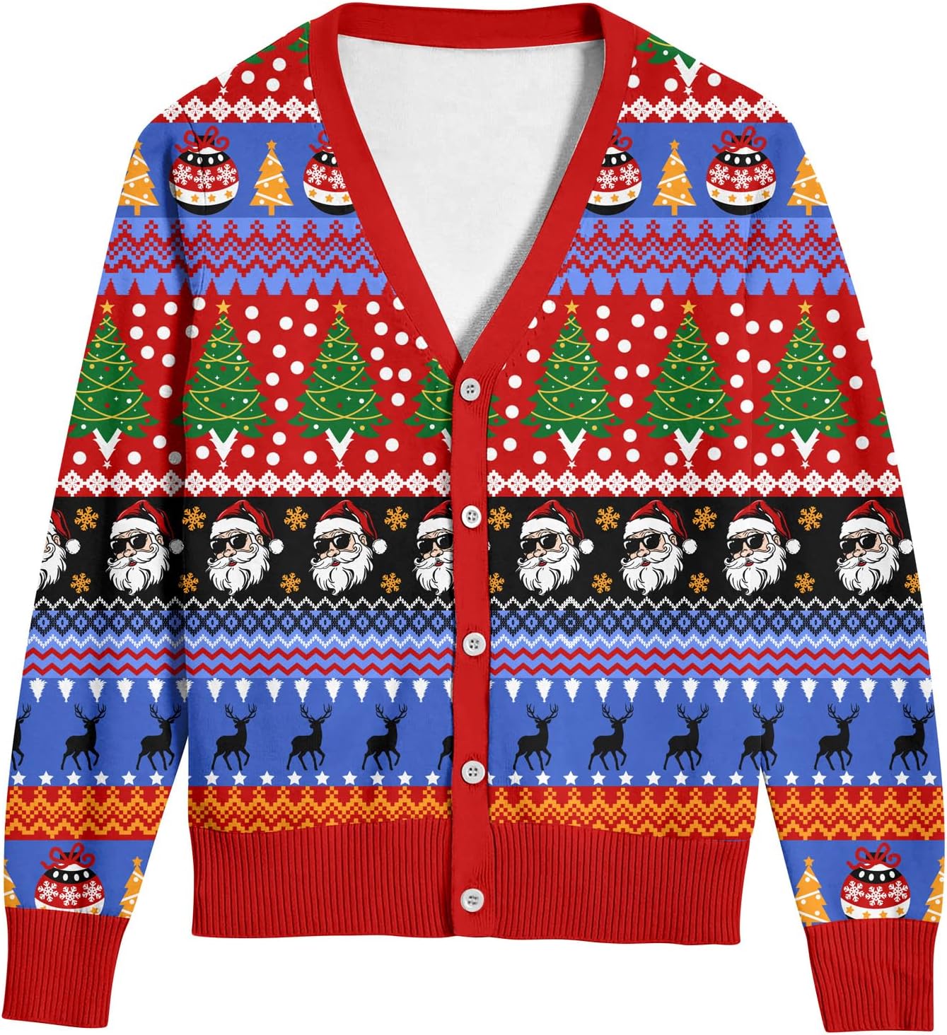 Ugly Christmas Cardigan for Men - Cozy V Neck Pullover Sweater