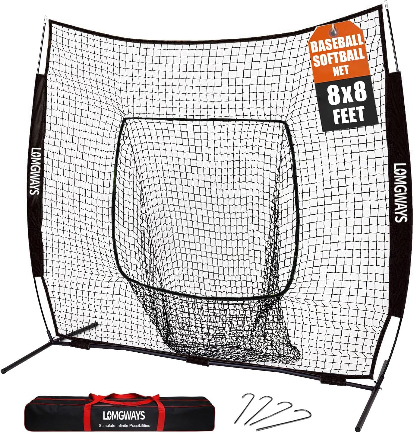 7x7ft/8x8ft Baseball Softball Net for All Levels Training