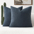 FUTEI Pack of 2 Haze Blue Boucle Throw Pillow Covers 22x22 in - Cozy