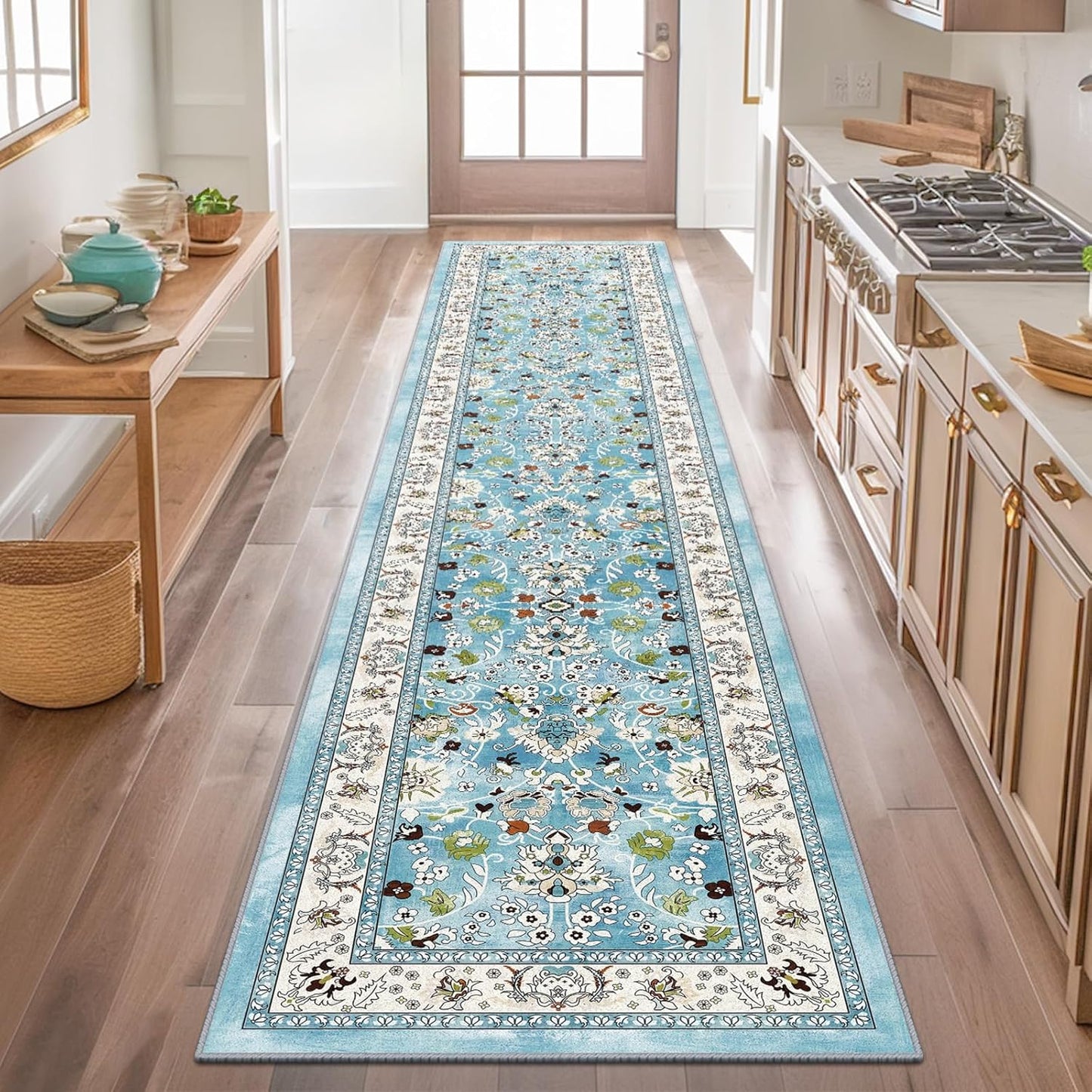 LOKHOM Washable Runner Rug 2x8 Non Slip Vintage Floral Design