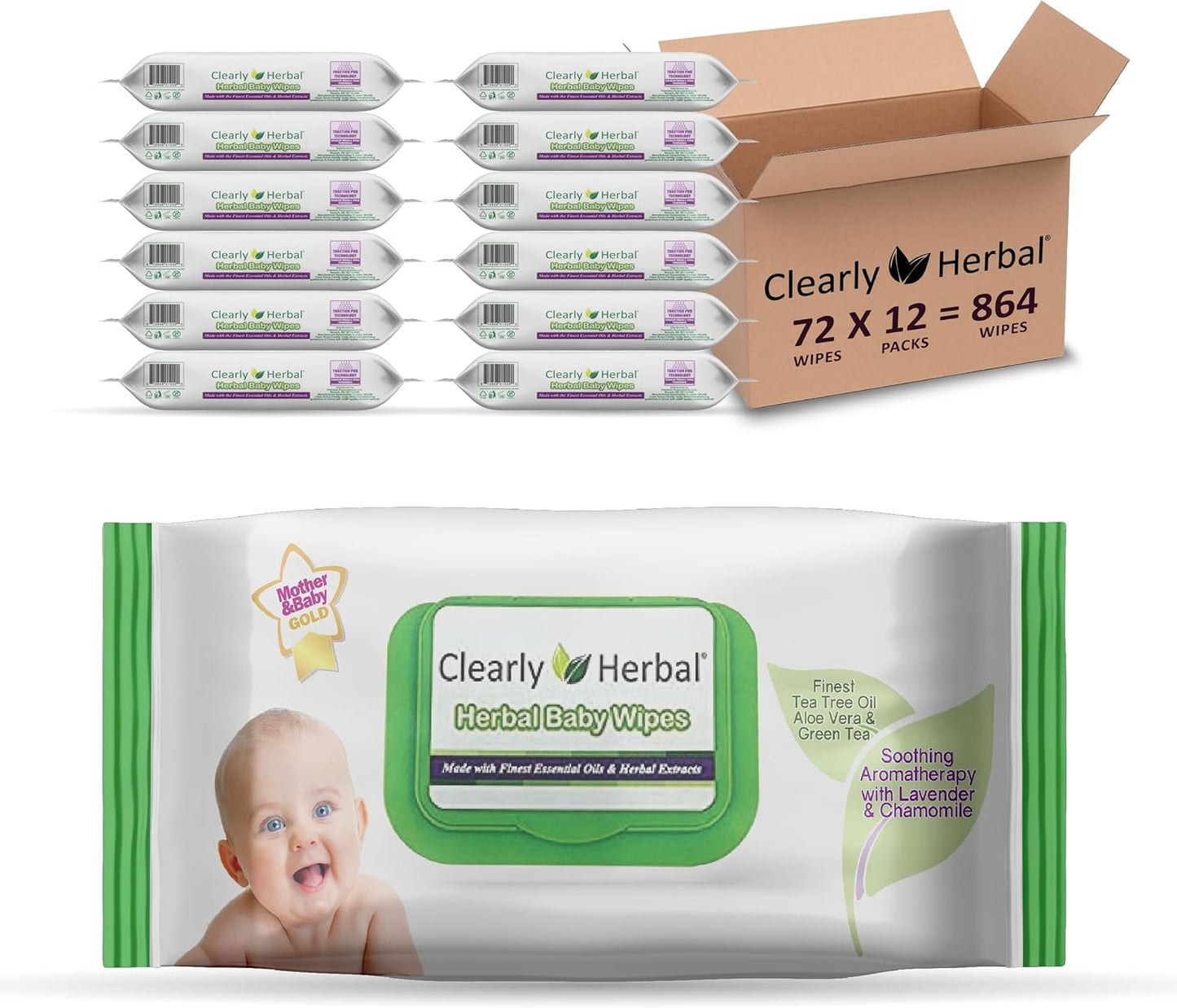 Clearly Herbal Baby Wipes with Essential Oils for Gentle Care