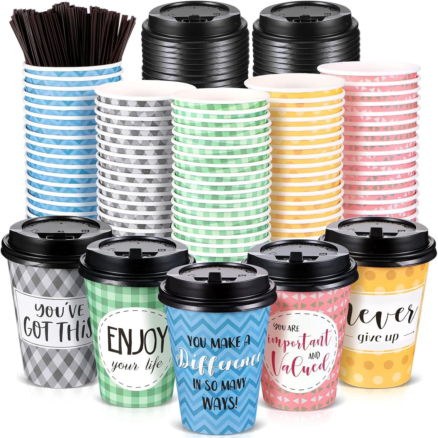 Motivational 16oz Coffee Cups 100-Pack